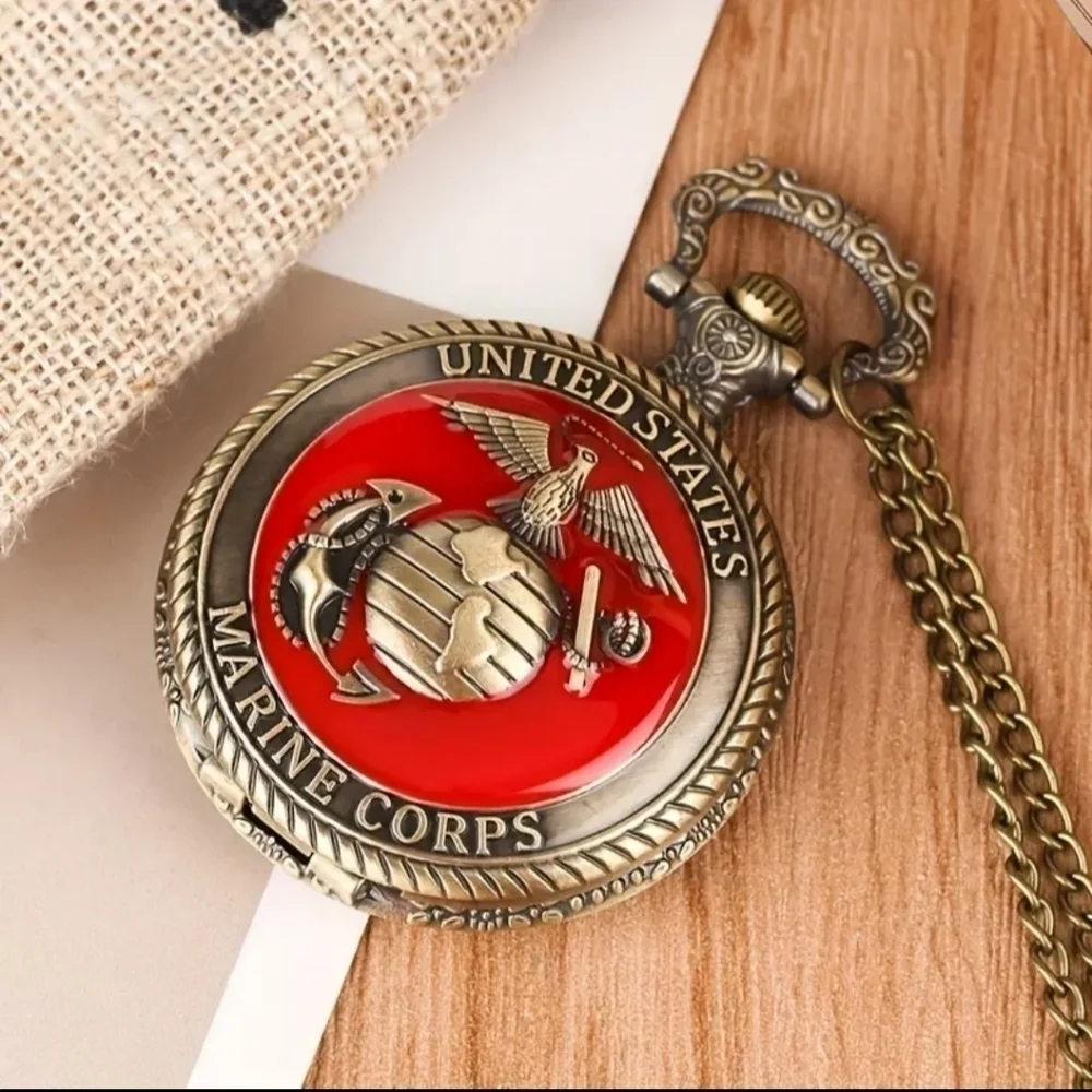 New Men's United States marine corps pocket watch necklace gift